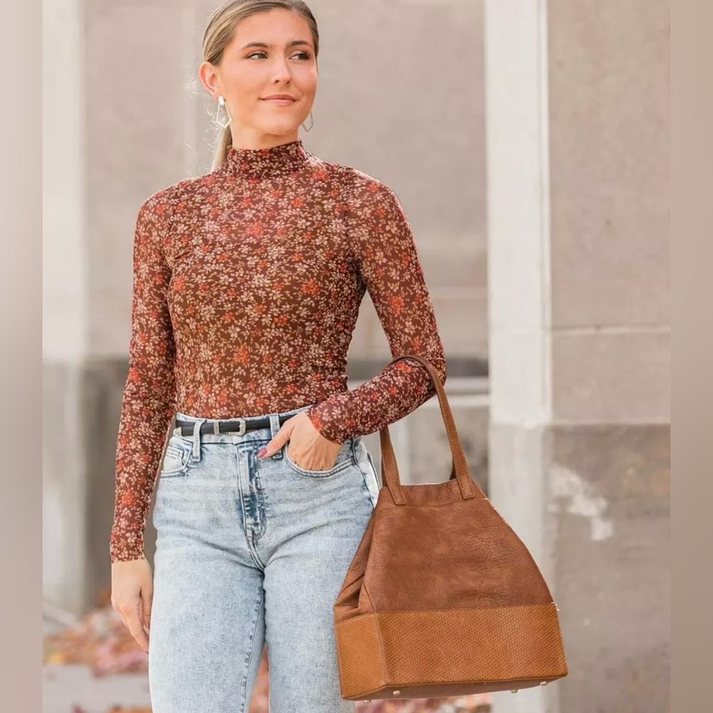 Floral Chaps Long Sleeve Top -Medium